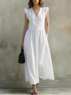 Women’s Casual V - Neck Dress: Stylish Pocket Design Everyday Outfit - Sixin1