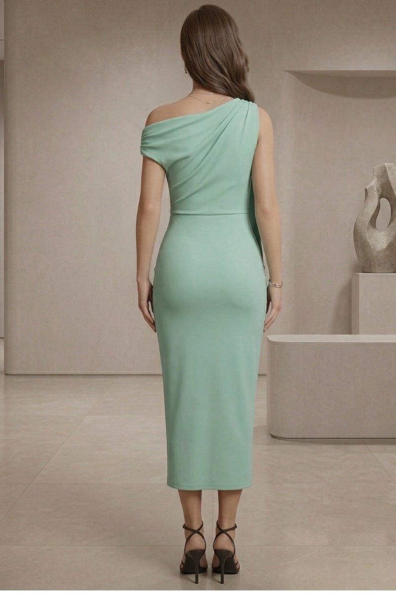 Women’s Chic Wrap Midi Dress: Slash Neck Evening & Casual Outfit - Sixin1