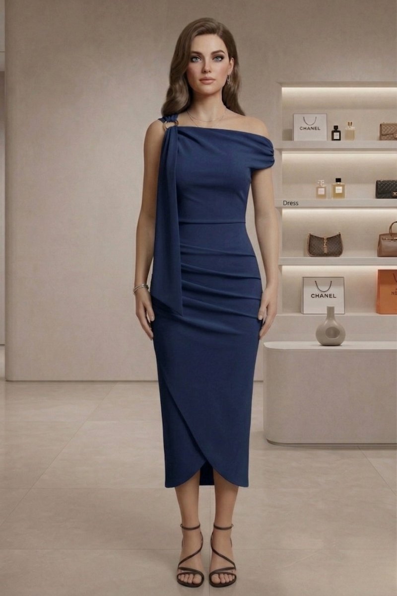 Women’s Chic Wrap Midi Dress: Slash Neck Evening & Casual Outfit - Sixin1