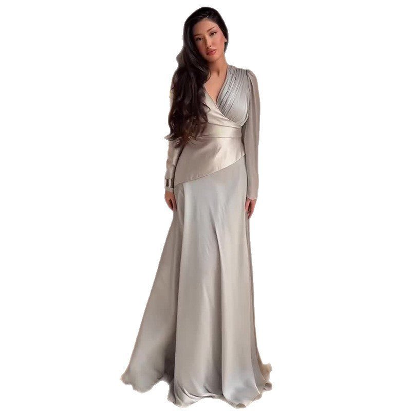 Women’s Elegant Slim Fit Long Sleeve Dress: Stylish Bodycon Maxi Fashion - Sixin1