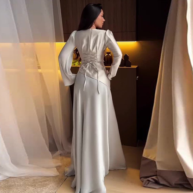 Women’s Elegant Slim Fit Long Sleeve Dress: Stylish Bodycon Maxi Fashion - Sixin1