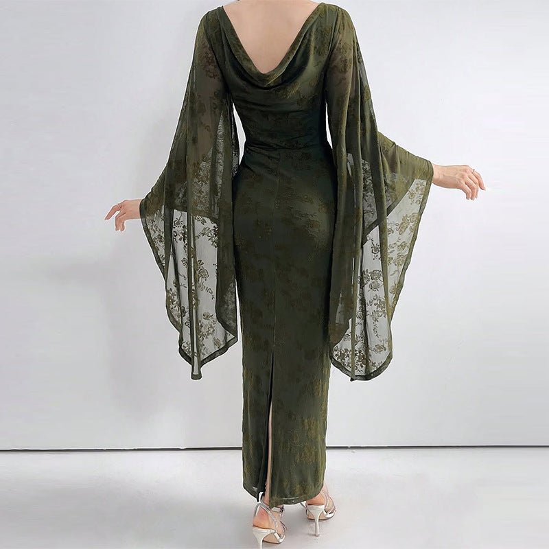 Women’s Fashion Mesh Dress: Fitted Waist, Printed, Sleek & Trendy - Sixin1