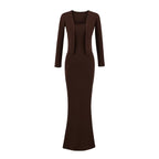 Women’s Fishtail Maxi Dress with Long Sleeve Cardigan: Elegant 2 - Piece Set - Sixin1