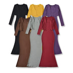 Women’s Fishtail Maxi Dress with Long Sleeve Cardigan: Elegant 2 - Piece Set - Sixin1
