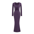 Women’s Fishtail Maxi Dress with Long Sleeve Cardigan: Elegant 2 - Piece Set - Sixin1
