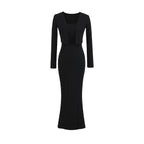Women’s Fishtail Maxi Dress with Long Sleeve Cardigan: Elegant 2 - Piece Set - Sixin1