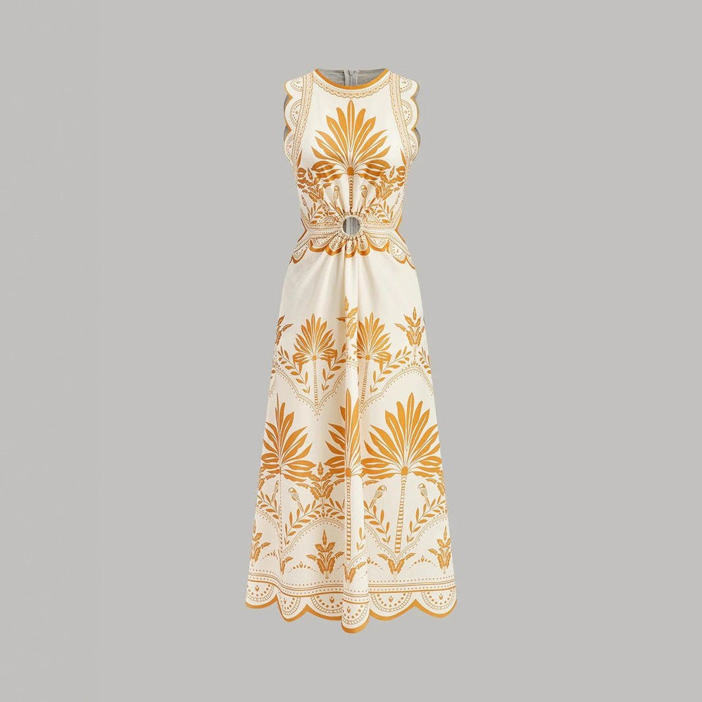 Women’s Flowy Printed Beach Dress: Loose Fit Casual Summer Outfit - Sixin1