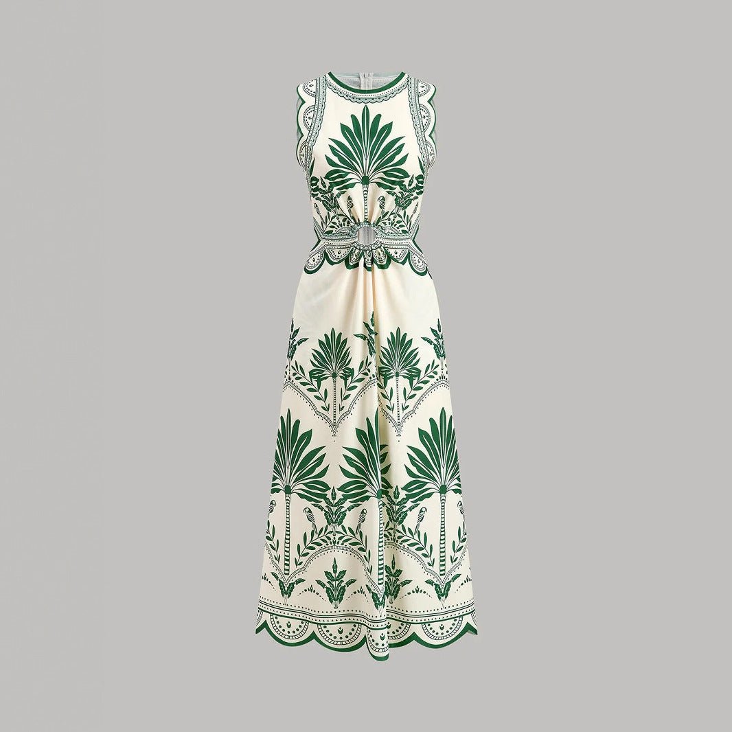 Women’s Flowy Printed Beach Dress: Loose Fit Casual Summer Outfit - Sixin1