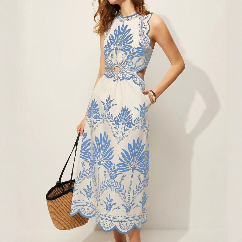 Women’s Flowy Printed Beach Dress: Loose Fit Casual Summer Outfit - Sixin1