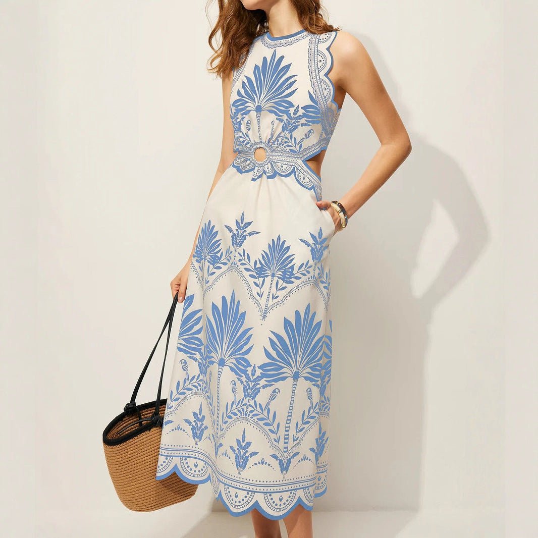 Women’s Flowy Printed Beach Dress: Loose Fit Casual Summer Outfit - Sixin1