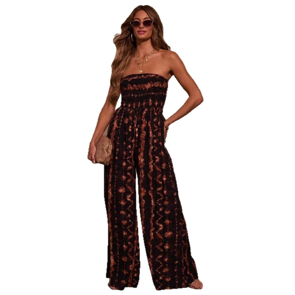 Women’s High Waist Jumpsuit: Trendy Tie - Dye Halter Outfit - Sixin1