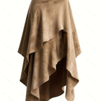 Women’s Irregular Hem Suede Skirt: Chic Asymmetrical Style - Sixin1