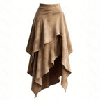 Women’s Irregular Hem Suede Skirt: Chic Asymmetrical Style - Sixin1