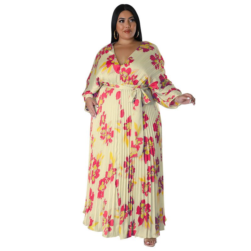 Women’s Loose - Fit Pleated Maxi Dress: Flowy, Elegant Comfort Style - Sixin1