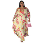 Women’s Loose - Fit Pleated Maxi Dress: Flowy, Elegant Comfort Style - Sixin1