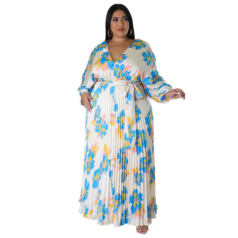 Women’s Loose - Fit Pleated Maxi Dress: Flowy, Elegant Comfort Style - Sixin1