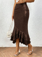 Women’s Low - Rise Shimmer Mermaid Skirt: Elegant Curve - Hugging Style - Sixin1
