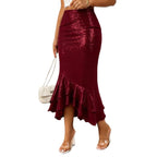 Women’s Low - Rise Shimmer Mermaid Skirt: Elegant Curve - Hugging Style - Sixin1