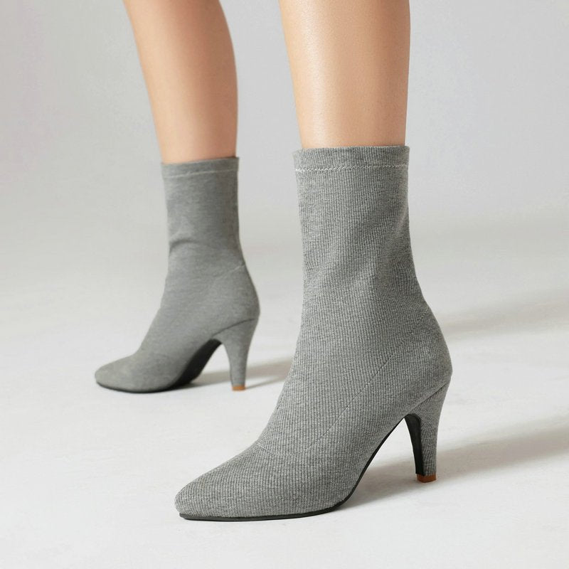 Women’s Pointed - Toe Stiletto Heel Boots: Elegant High - Fashion Design - Sixin1