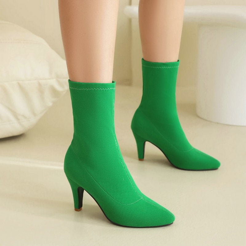 Women’s Pointed - Toe Stiletto Heel Boots: Elegant High - Fashion Design - Sixin1
