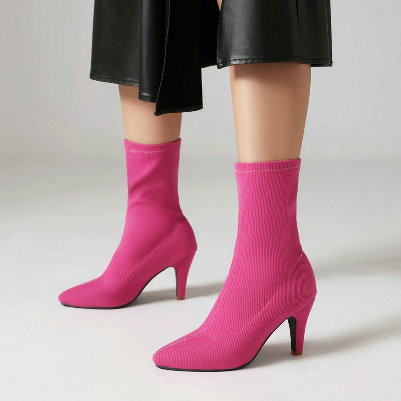 Women’s Pointed - Toe Stiletto Heel Boots: Elegant High - Fashion Design - Sixin1