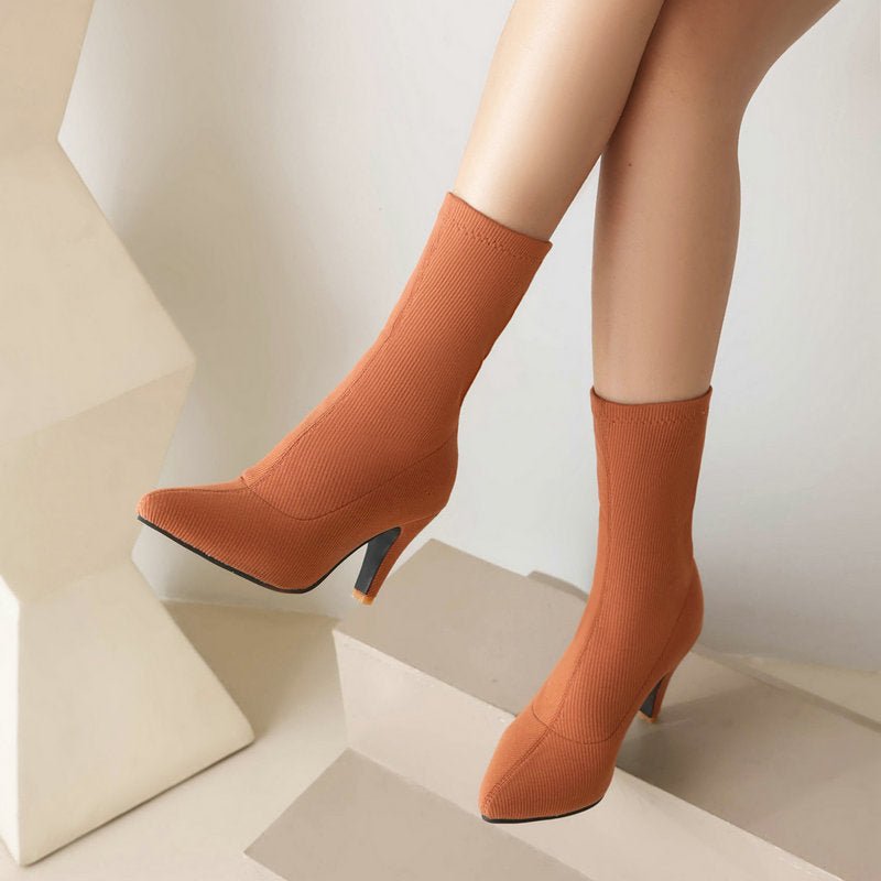 Women’s Pointed - Toe Stiletto Heel Boots: Elegant High - Fashion Design - Sixin1