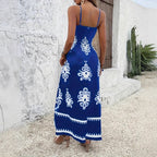 Women’s Printed Loose Fit Midi Dress: Flowy Figure - Flattering Casual Style - Sixin1