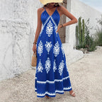 Women’s Printed Loose Fit Midi Dress: Flowy Figure - Flattering Casual Style - Sixin1