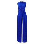 Women’s Relaxed Fit Jumpsuit: Printed V - Neck Wide - Leg One - Piece - Sixin1