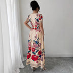 Women’s Slim Fit Printed Summer Dress: Tailored Suit-Like Elegant Style - Sixin1