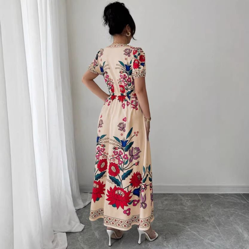 Women’s Slim Fit Printed Summer Dress: Tailored Suit-Like Elegant Style - Sixin1