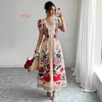 Women’s Slim Fit Printed Summer Dress: Tailored Suit-Like Elegant Style - Sixin1