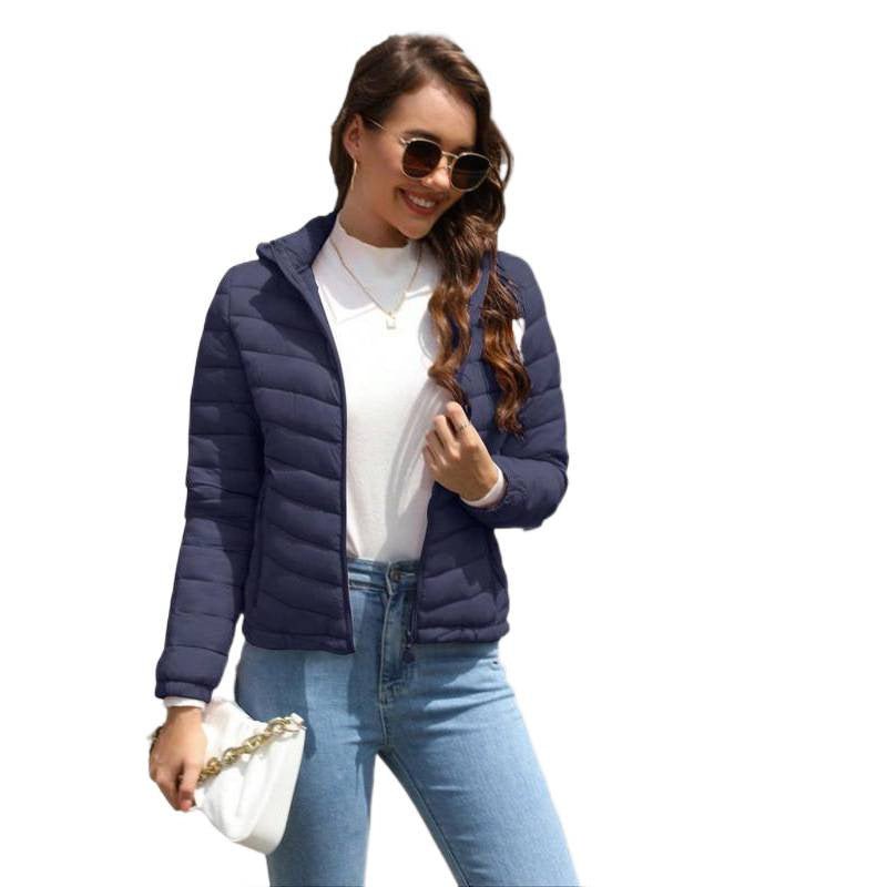 Women's Solid - Color Zippered Hooded Winter Coat Jacket Casual - Sixin1
