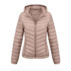Women's Solid - Color Zippered Hooded Winter Coat Jacket Casual - Sixin1