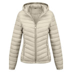Women's Solid - Color Zippered Hooded Winter Coat Jacket Casual - Sixin1
