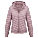 Women's Solid - Color Zippered Hooded Winter Coat Jacket Casual - Sixin1