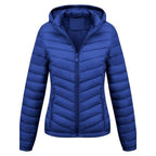 Women's Solid - Color Zippered Hooded Winter Coat Jacket Casual - Sixin1