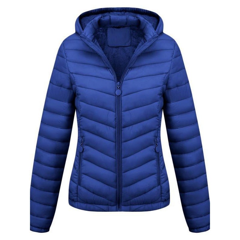 Women's Solid - Color Zippered Hooded Winter Coat Jacket Casual - Sixin1
