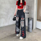 Women’s Vintage Washed Distressed Ripped Jeans: Retro Casual Fit - Sixin1
