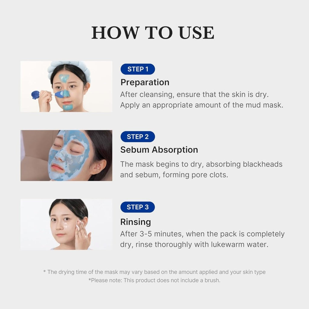 Zero Pore Blackhead Mud Mask – 3-Min Quick Dry Korean Clay Mask with AHA, BHA & PHA for Pore Tightening & Skin Cooling (3.52 oz) - Sixin1