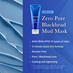 Zero Pore Blackhead Mud Mask – 3-Min Quick Dry Korean Clay Mask with AHA, BHA & PHA for Pore Tightening & Skin Cooling (3.52 oz) - Sixin1